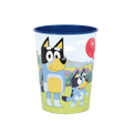 Blue cartoon tumbler with dogs and red balloon for kids birthday from Parte Haus party supply store in Bethesda MD