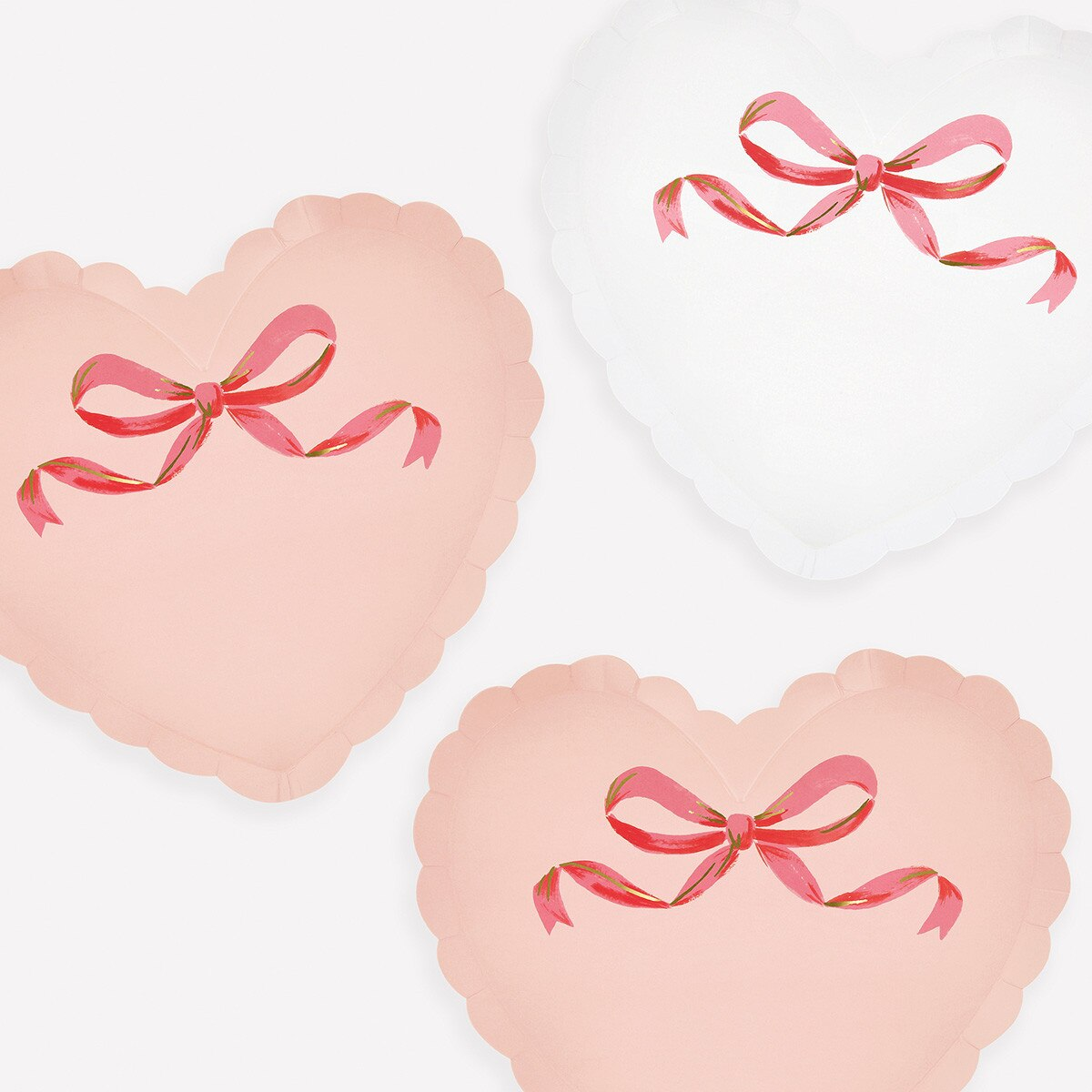 Pink and White Coquette Heart Plates