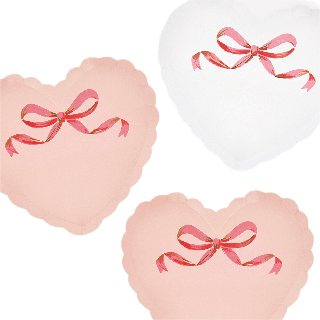 Pink and White Coquette Heart Plates