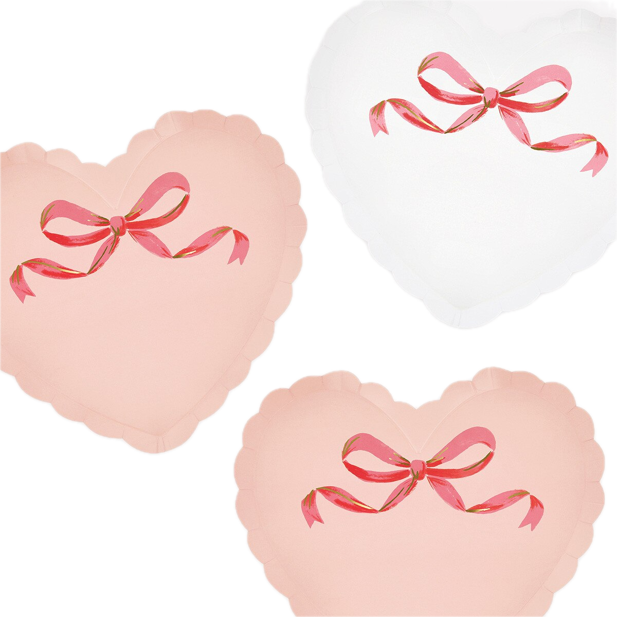 Pink and White Coquette Heart Plates