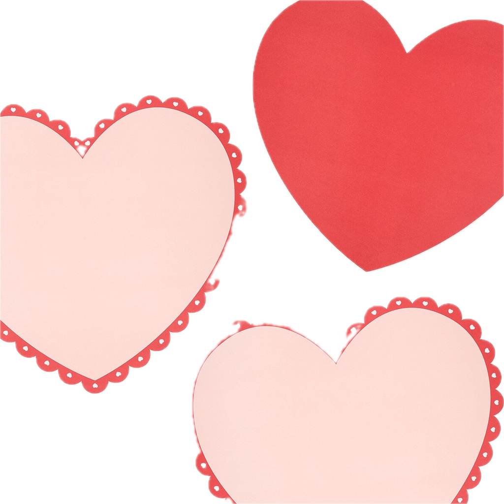 Pink and Red Scalloped Heart Paper Placemats