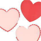 Pink and Red Scalloped Heart Paper Placemats