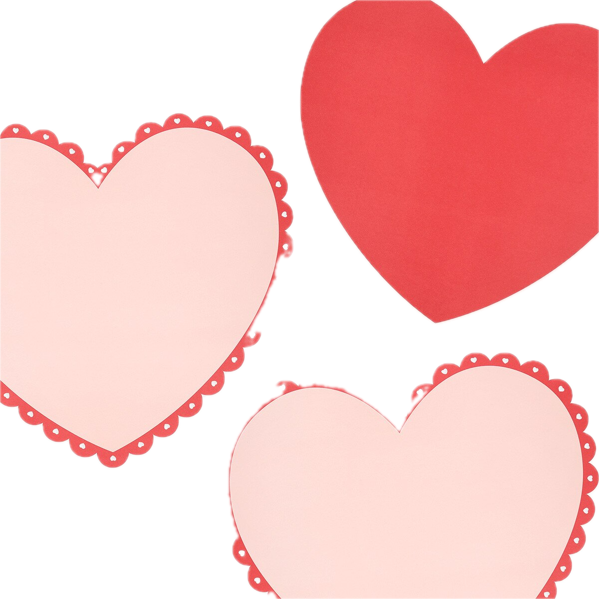 Pink and Red Scalloped Heart Paper Placemats