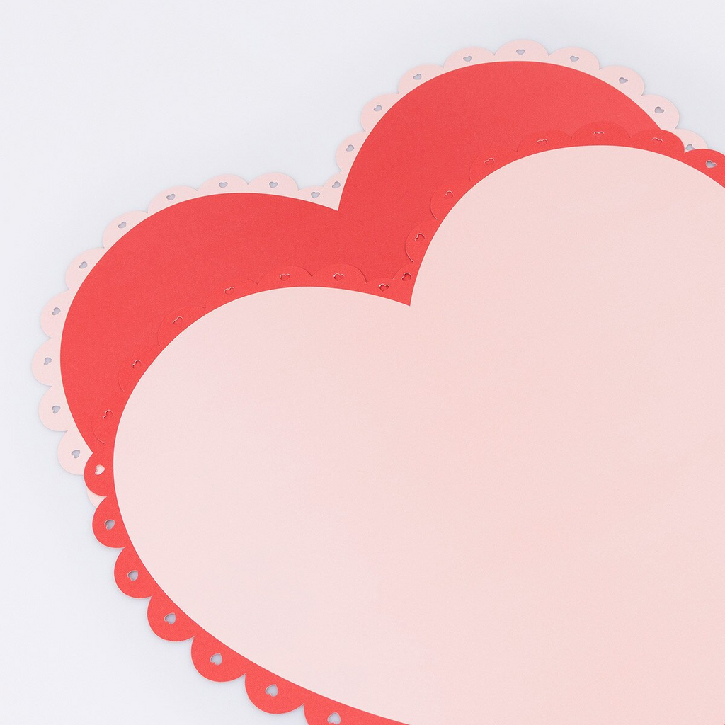 Red and Pink Scalloped Heart Paper Placemats