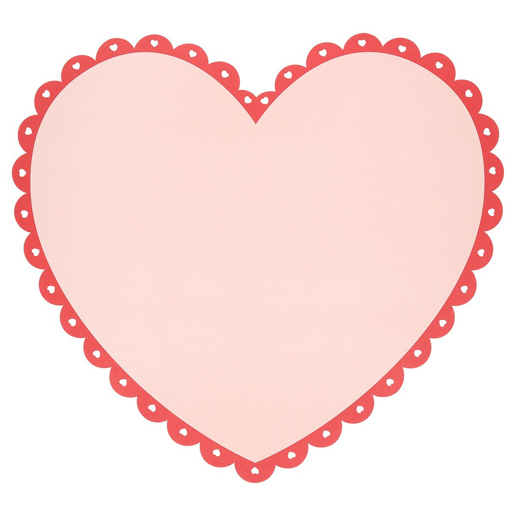 Red and Pink Scalloped Heart Paper Placemats