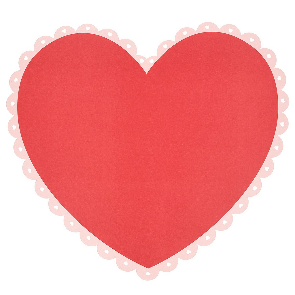 Red and Pink Scalloped Heart Paper Placemats