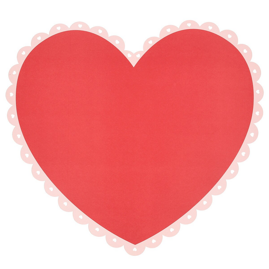 Pink and Red Scalloped Heart Paper Placemats