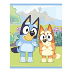 Blue and orange cartoon poster with two cute dogs for kids birthday theme from Parte Haus party supply store in Bethesda MD
