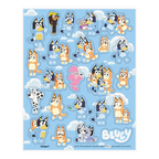 Blue cartoon Bluey character sticker sheet for birthday from Parte Haus party supply store in Bethesda Maryland