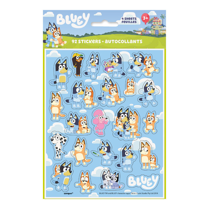 Bluey Sticker Sheets/Favors (92 Stickers)