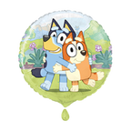 Blue and orange cartoon balloon with hugging dogs for kids birthday from Parte Haus party supply store in Bethesda MD