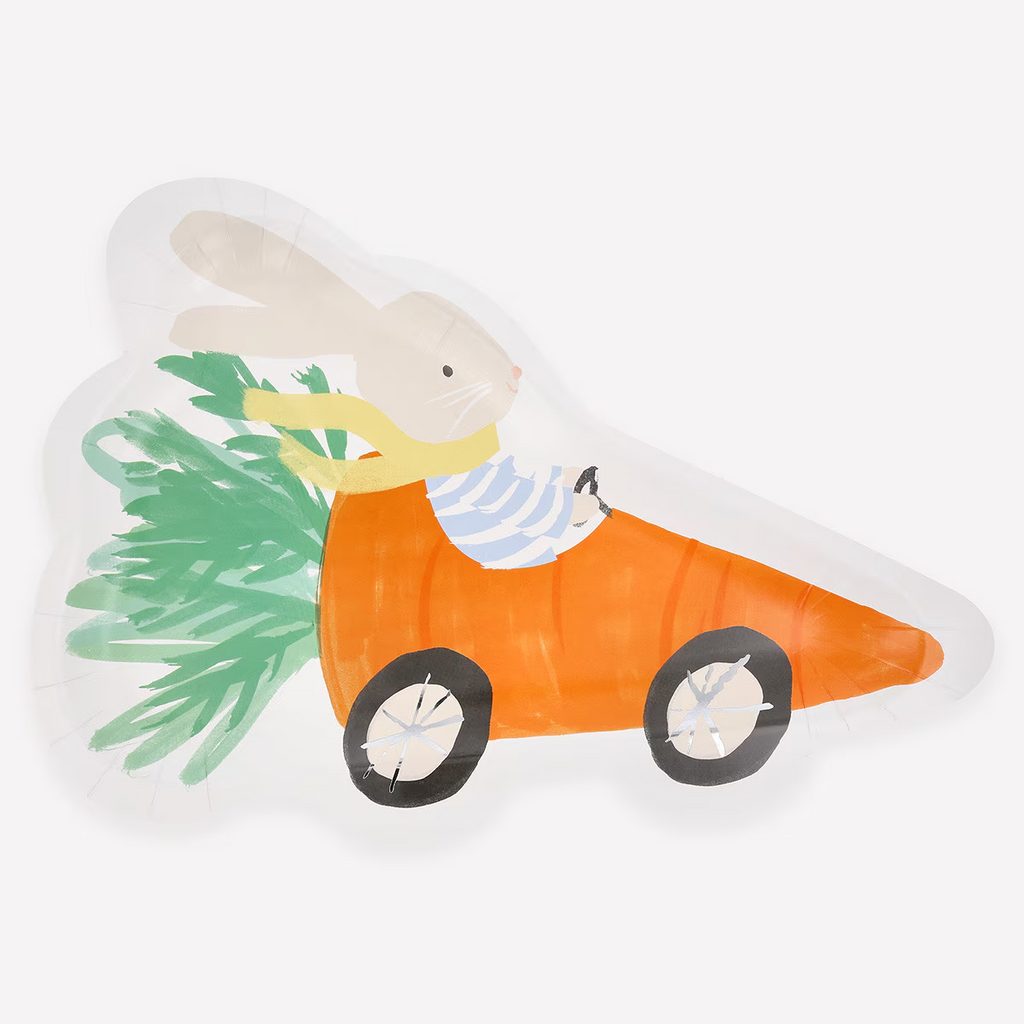 Orange Racing Car Bunny Plates