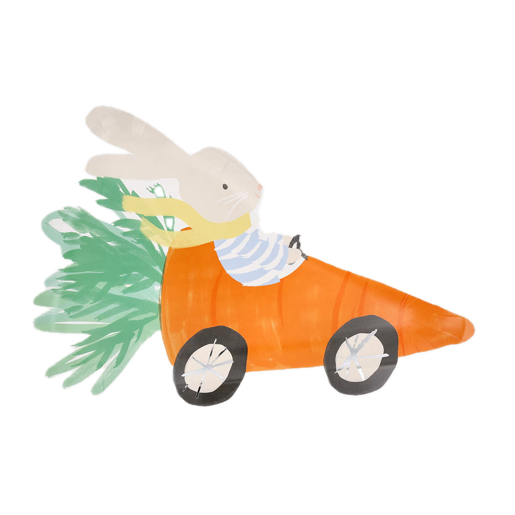 Orange Racing Car Bunny Plates