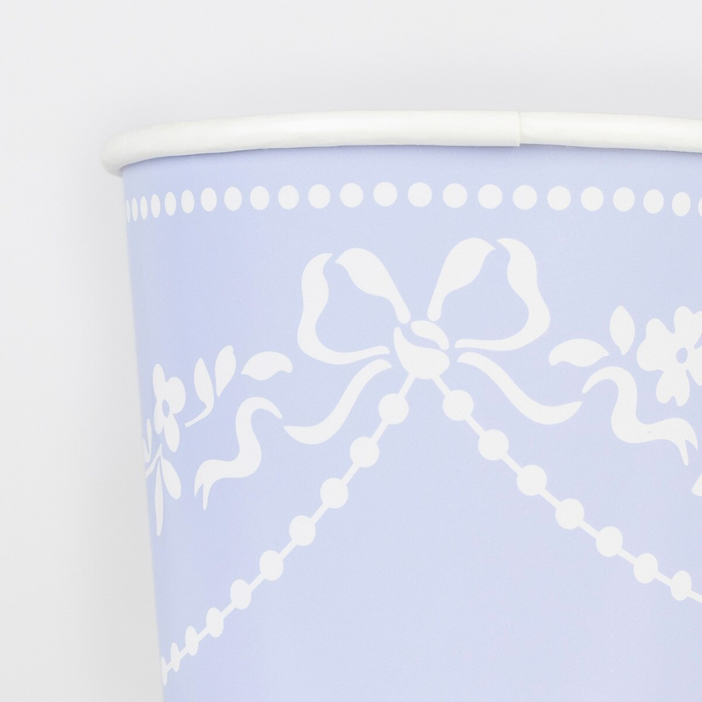 Cornflower Blue Rococo Paper Cups