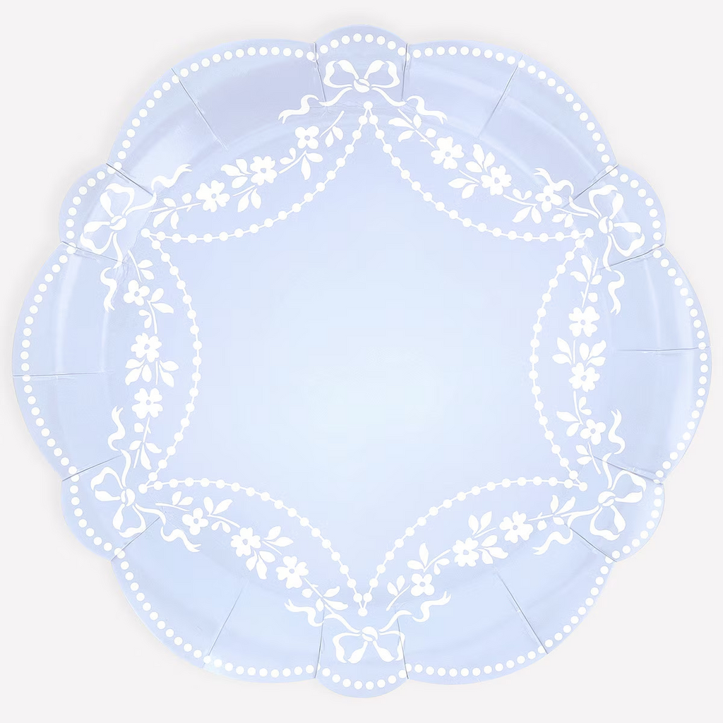 Cornflower Blue Rococo Dinner Plates