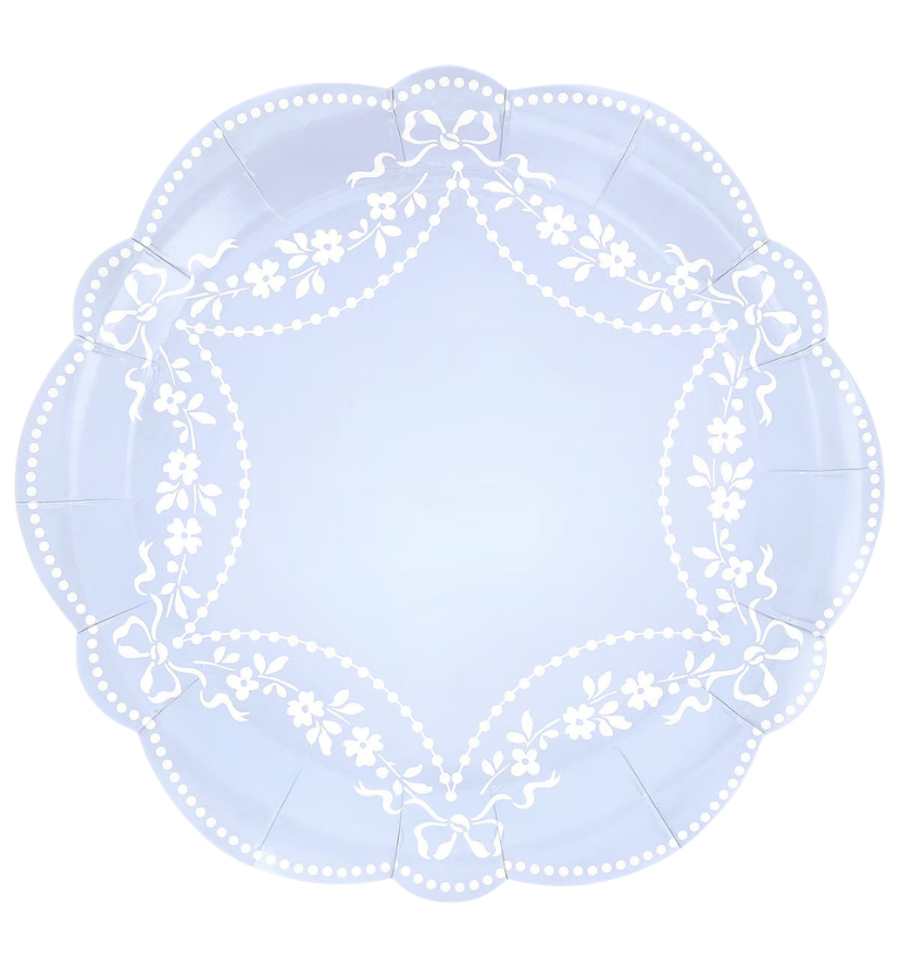 Cornflower Blue Rococo Dinner Plates