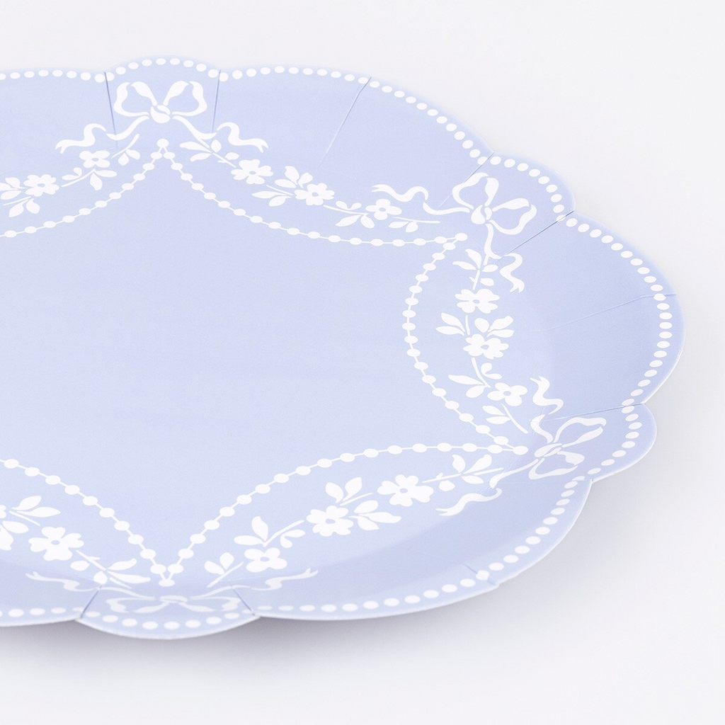 Cornflower Blue Rococo Dinner Plates