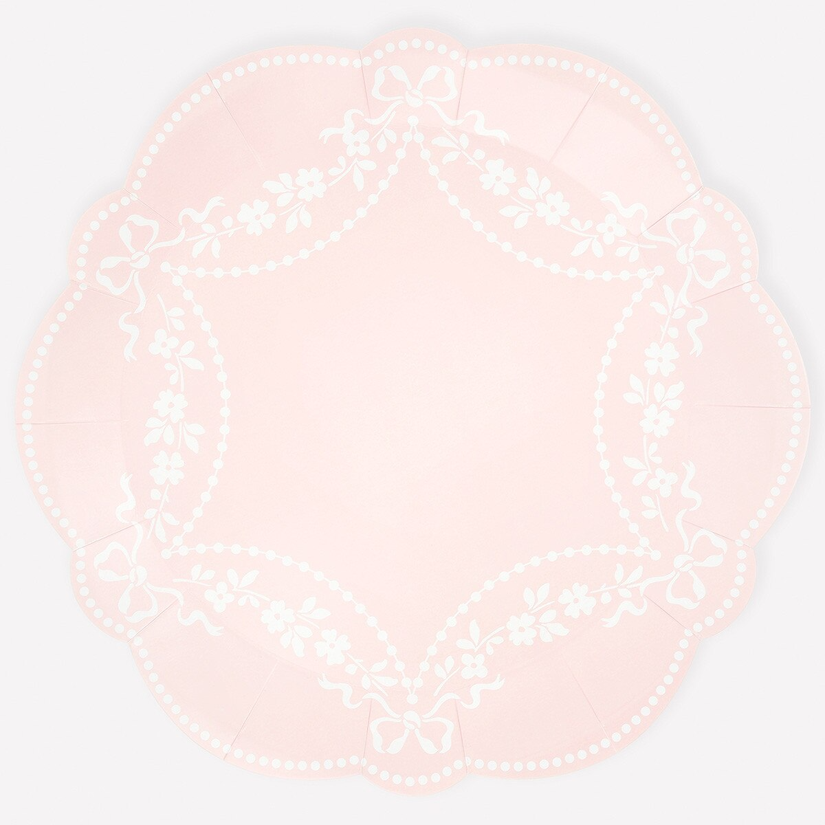 Pastel Pink Rococo Paper Plates - 2 Sizes