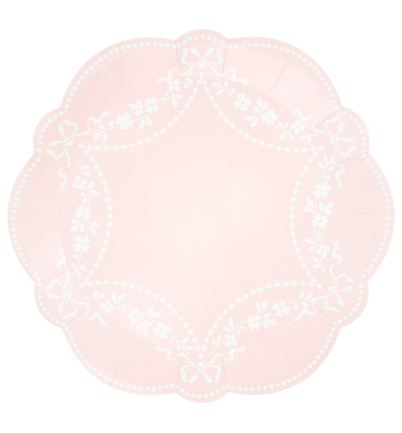 Pastel Pink Rococo Paper Plates - 2 Sizes