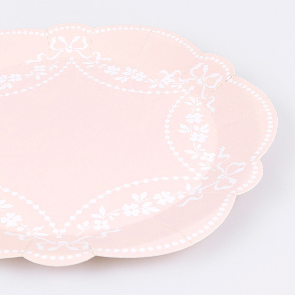 Pastel Pink Rococo Paper Plates - 2 Sizes