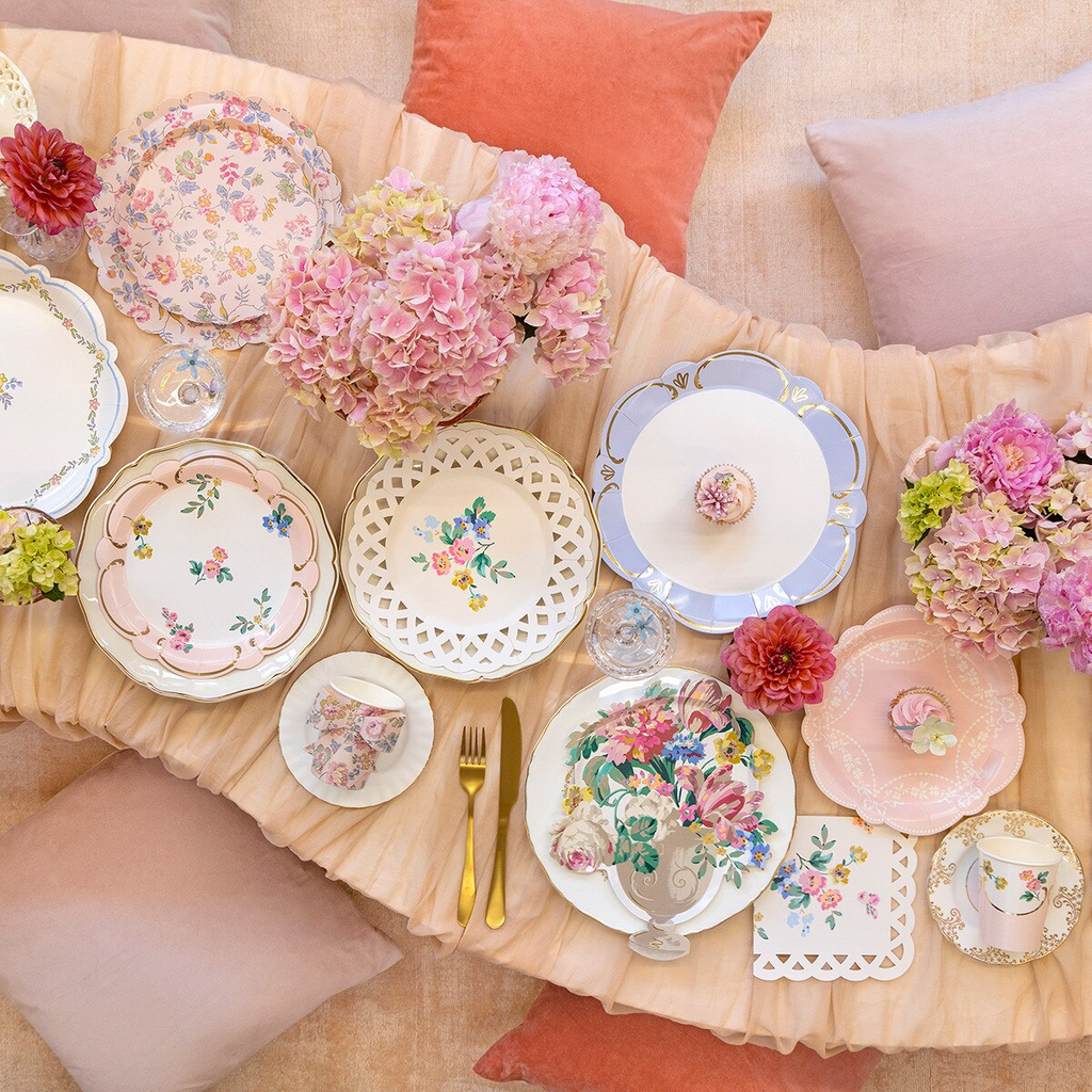 Pastel Pink Rococo Paper Plates - 2 Sizes