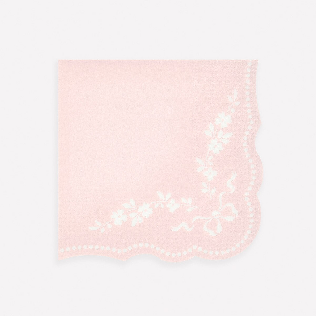 Pastel Pink Rococo Paper Napkins 2 - Sizes