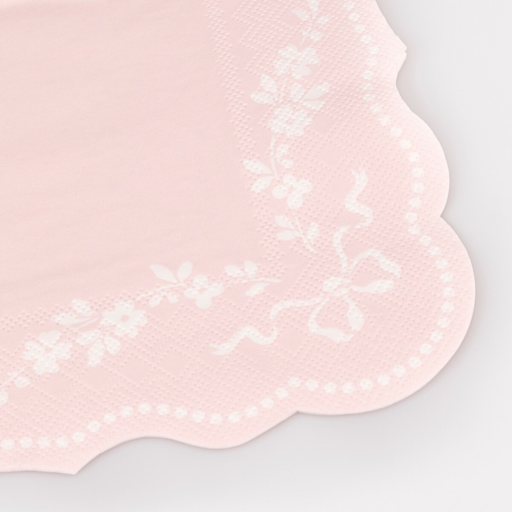 Pastel Pink Rococo Paper Napkins 2 - Sizes