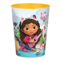 Colorful Gabby’s Dollhouse plastic cup with cartoon girl and cat ears for kids birthday from Parte Haus party supply store in Bethesda Maryland