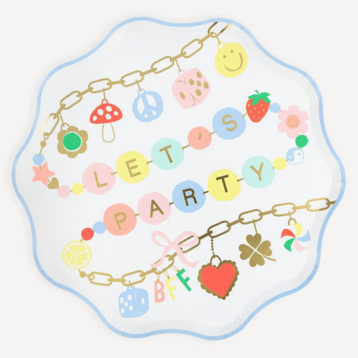 Charm "Let's Party" Scalloped Large Dinner Plates