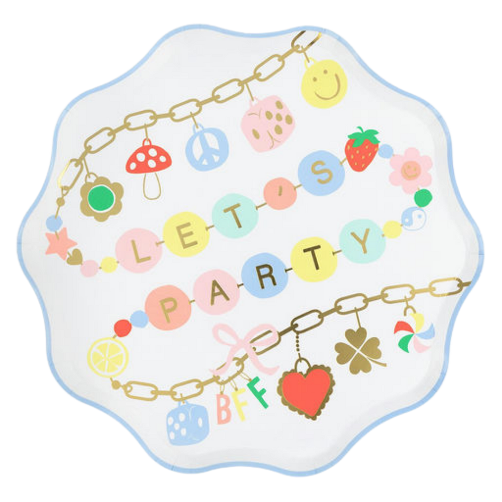 Charm "Let's Party" Scalloped Large Dinner Plates