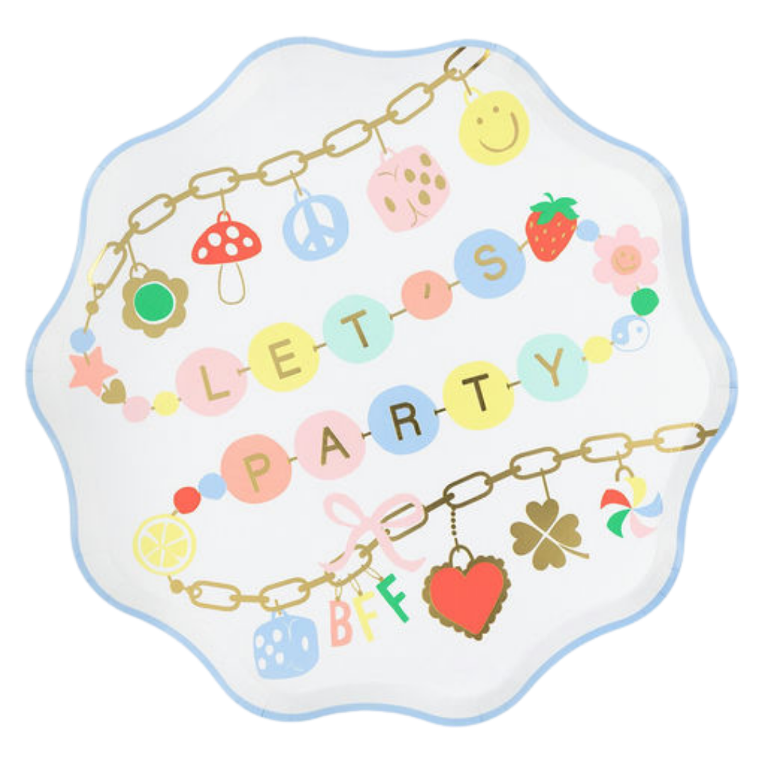 Charm "Let's Party" Scalloped Large Dinner Plates