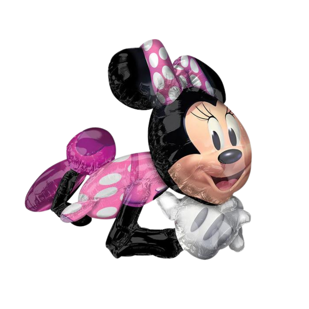 Pink and black Minnie Mouse foil balloon for kids birthday from Parte Haus party supply store in Bethesda Maryland