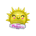 Yellow sun holographic foil balloon with a smiling face for Mother’s Day from Parte Haus party supply store in Bethesda, MD.