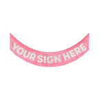 Pink customizable sash with white your sign here text bachelorette from Parte Haus party supply store in Bethesda MD.