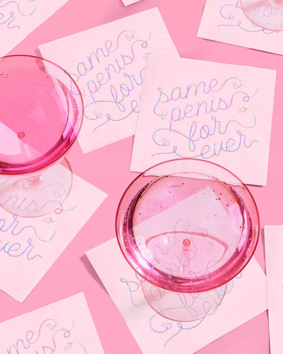 Pink Bachelorette Party Penis Cocktail Napkin