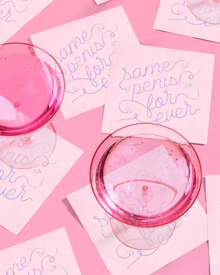 Pink Bachelorette Party Penis Cocktail Napkin
