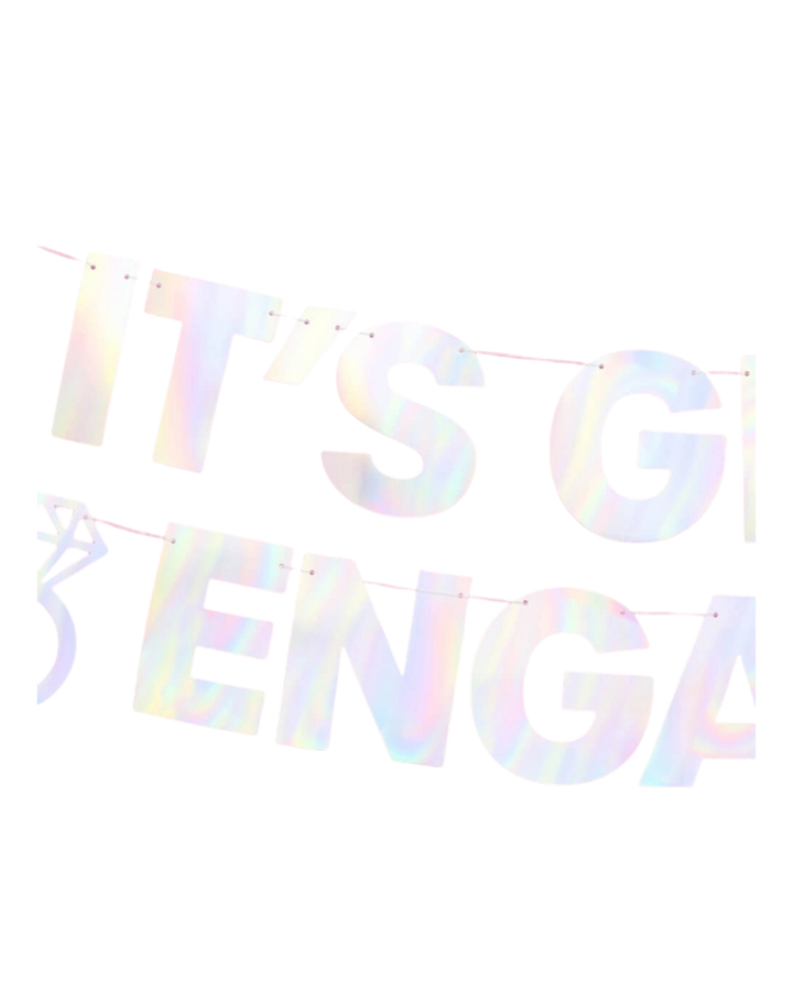 Iridescent "It's Giving Engaged" Foil Banner