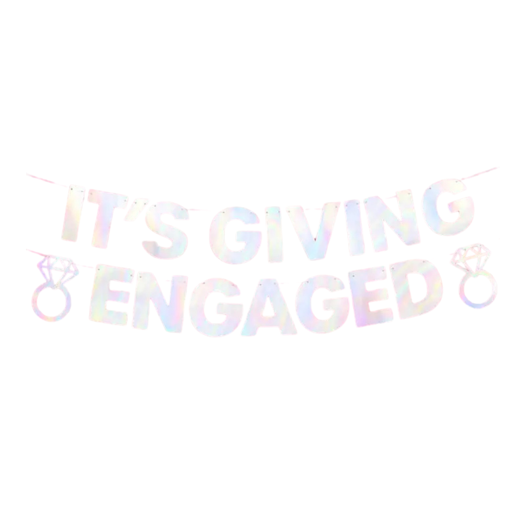 Iridescent "It's Giving Engaged" Foil Banner