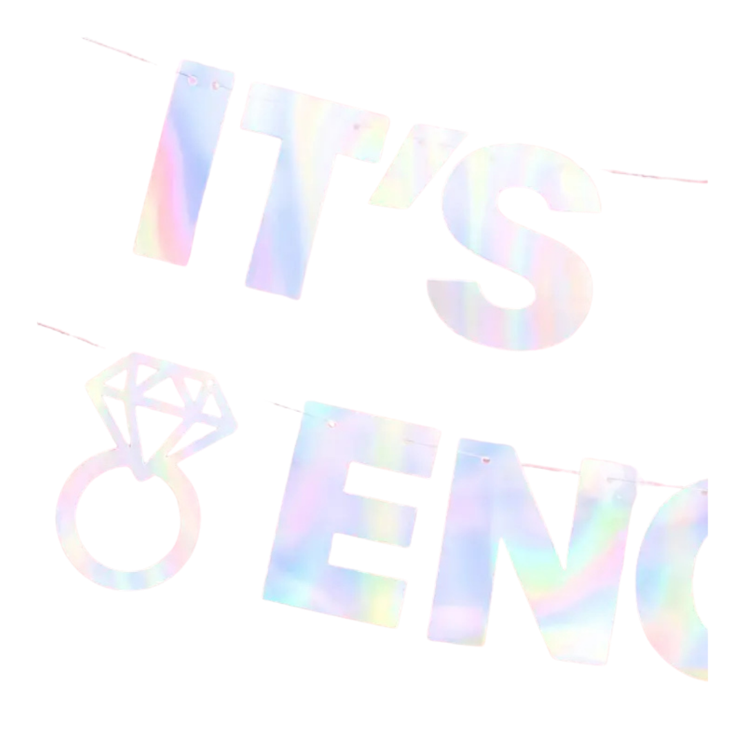 Iridescent "It's Giving Engaged" Foil Banner