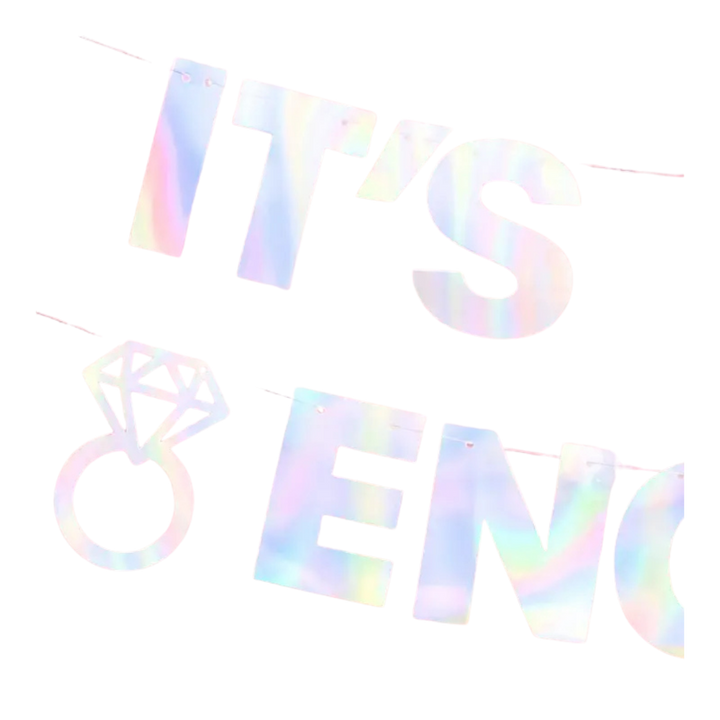 Iridescent "It's Giving Engaged" Foil Banner