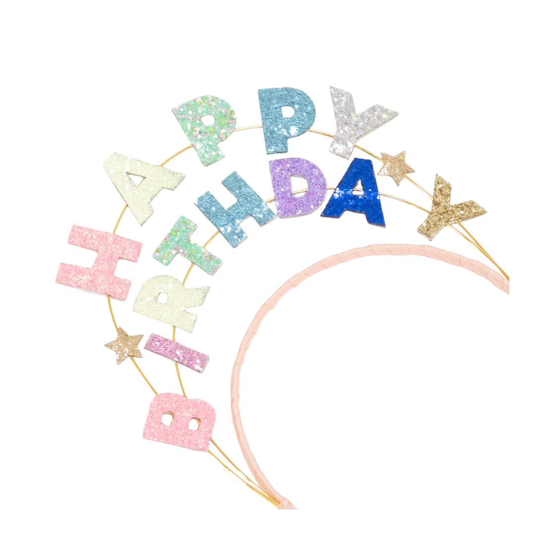 Colorful "Happy Birthday" Glitter Headband