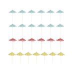 Blue pink and yellow drink umbrella picks for tropical summer decor from Parte Haus party supply store in Bethesda MD