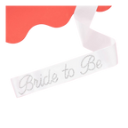 White Bride to Be sash with rhinestone lettering for bridal shower from Parte Haus party supply store in Bethesda Maryland