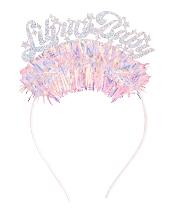 Iridescent "Libra Baby" Glitter  Fringe Headband