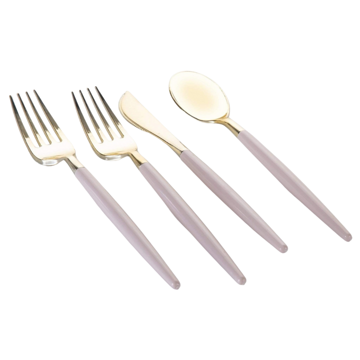 Blush and Gold Plastic Cutlery Set - 32 pcs