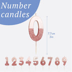 Rose Gold Ombre Glitter 0-9 Number Candles