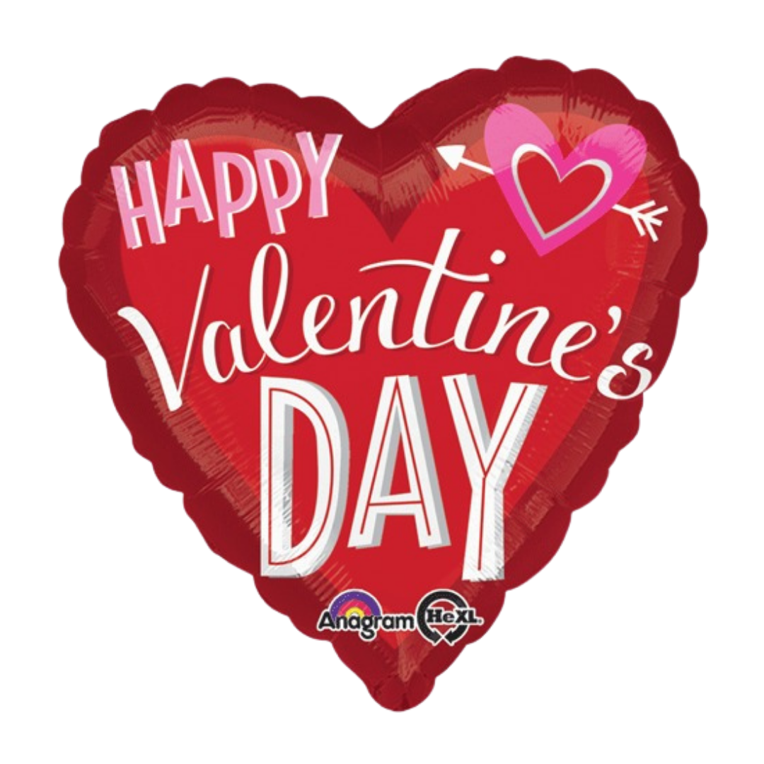 Red Valentine’s Day Heart Arrow Foil Balloon, 28in - Giant