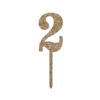 Gold glitter number two cake topper birthday from Parte Haus party supply store in Bethesda MD