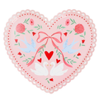 Pink Lovebird Lace Heart Dinner Plates
