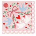 Pink Lovebird Lace Large Napkins